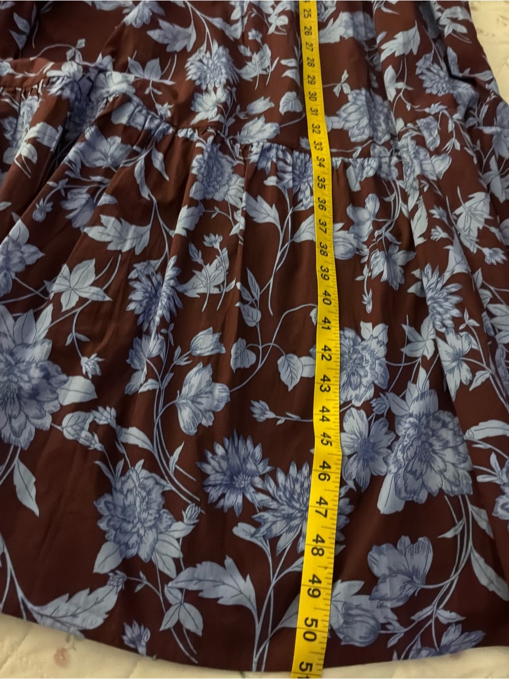 Anthropologie Maeve Brown Maxi Dress with Lavender Floral Print - Picture 7 of 8